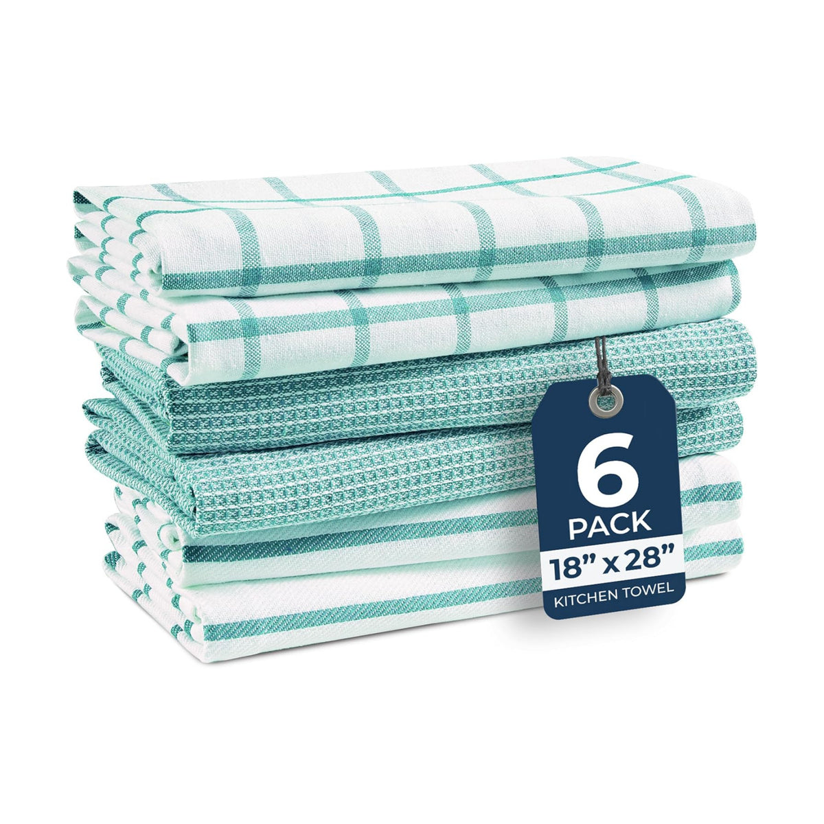 LANE LINEN Tea Towels for Kitchen 100% Cotton Tightly Woven 6 Pack - Aqua