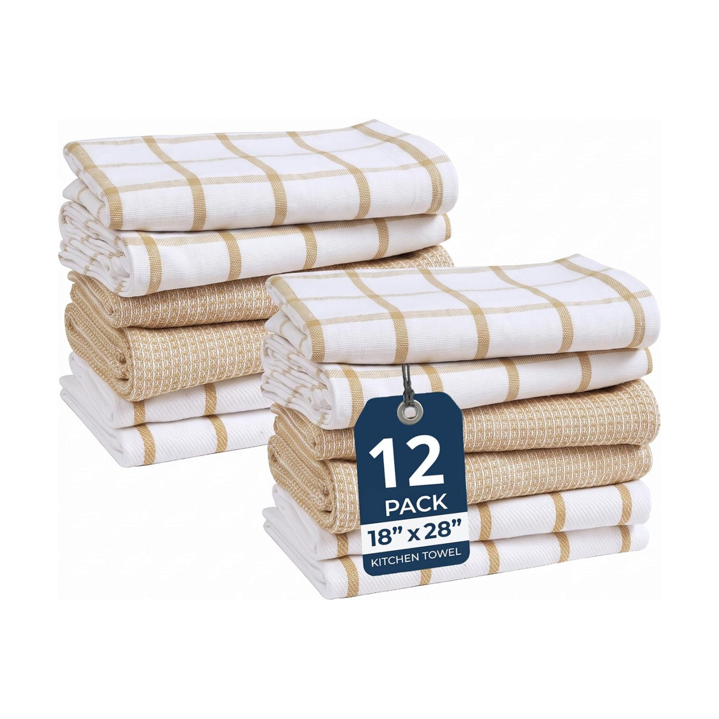 LANE LINEN Kitchen Towels & Dishcloths Set of 12-100% Cotton, Quick-Drying 18” x 28” Absorbent Dish & Tea Towels, Soft