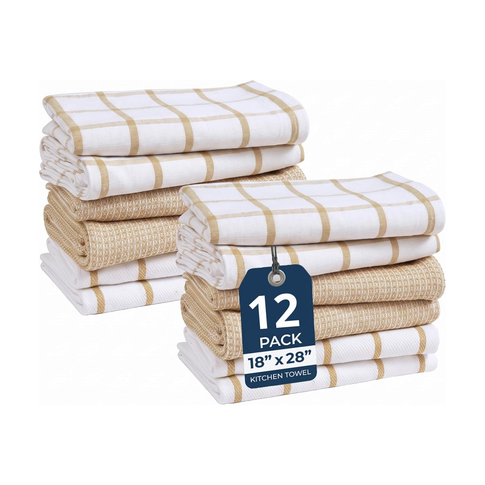 LANE LINEN Kitchen Towels & Dishcloths Set of 12-100% Cotton, Quick-Drying 18” x 28” Absorbent Dish & Tea Towels, Soft