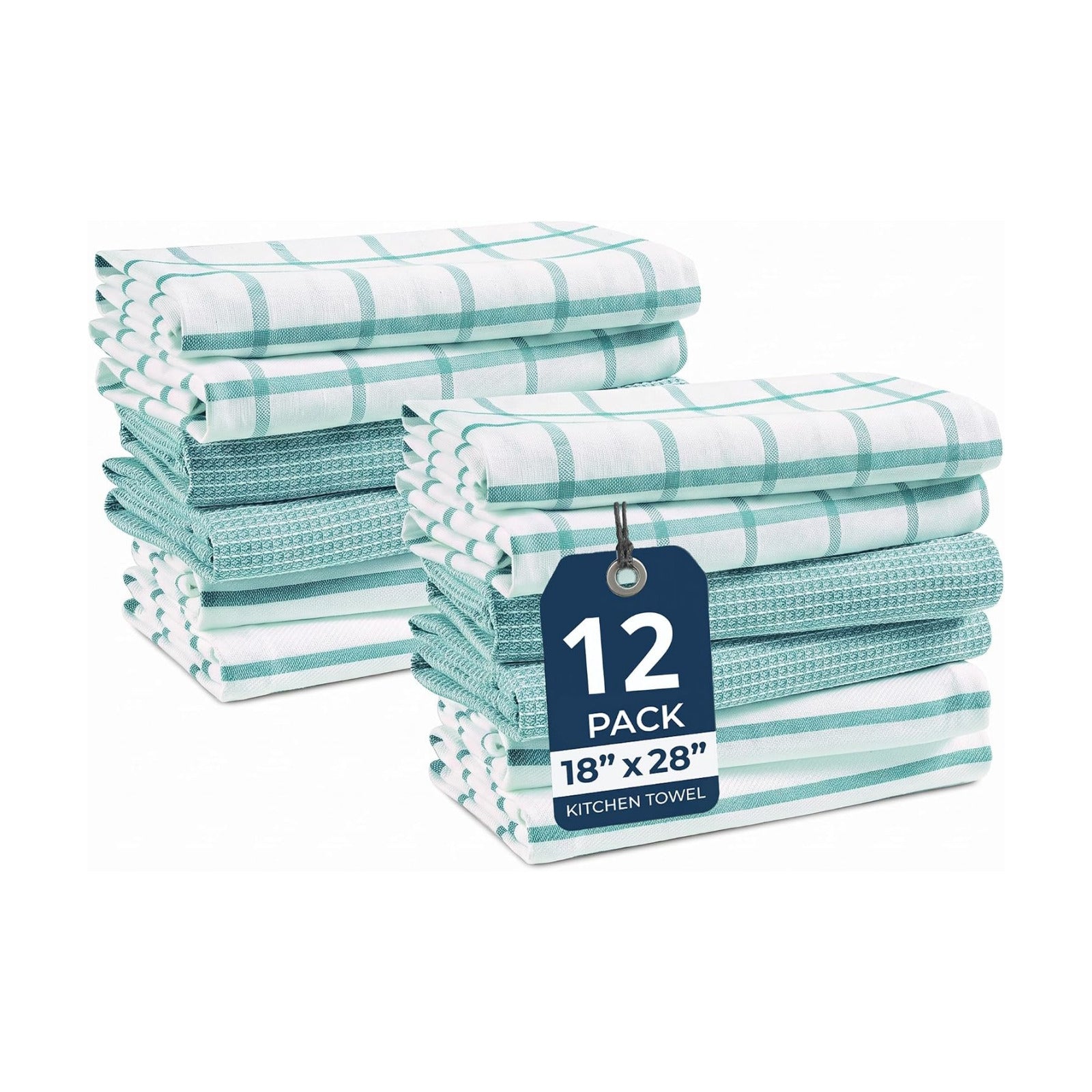 LANE LINEN Kitchen Towels & Dishcloths Set of 12-100% Cotton, Quick-Drying 18” x 28” Absorbent Dish & Tea Towels, Soft