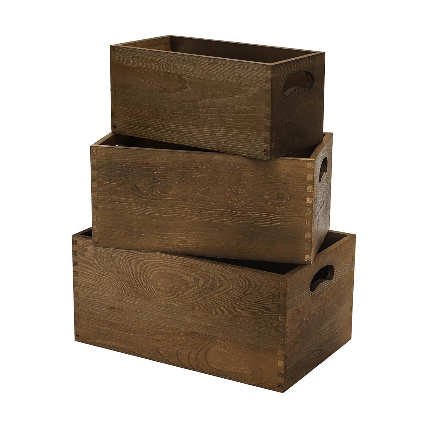 Wood Crate Box / Rustic Brown / Set of 3