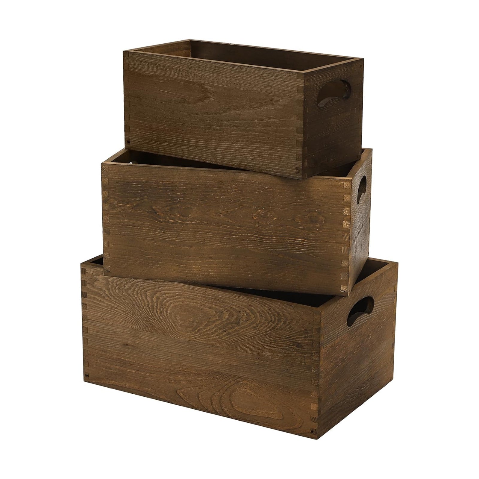 Wood Crate Box / Rustic Brown / Set of 3