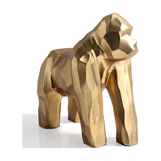 Golden Gorilla Statue / Abstract Art Resin Sculpture