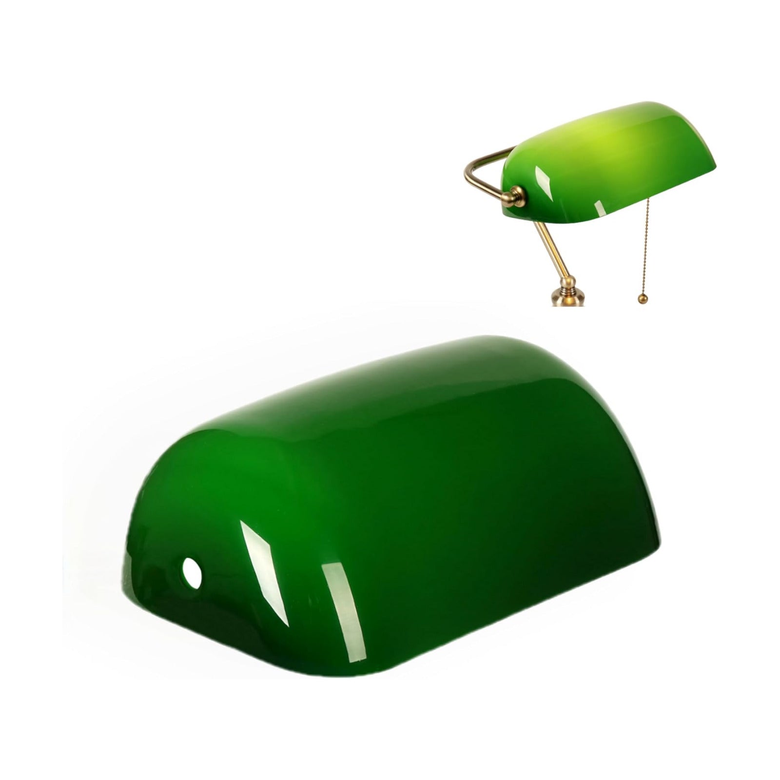 FIRVRE Lamp Shades for Table Lamps, Banker Glass Lamp Shade Replacement, Desk Lamp Green Glass Cover("8.85 IN " L "5.11