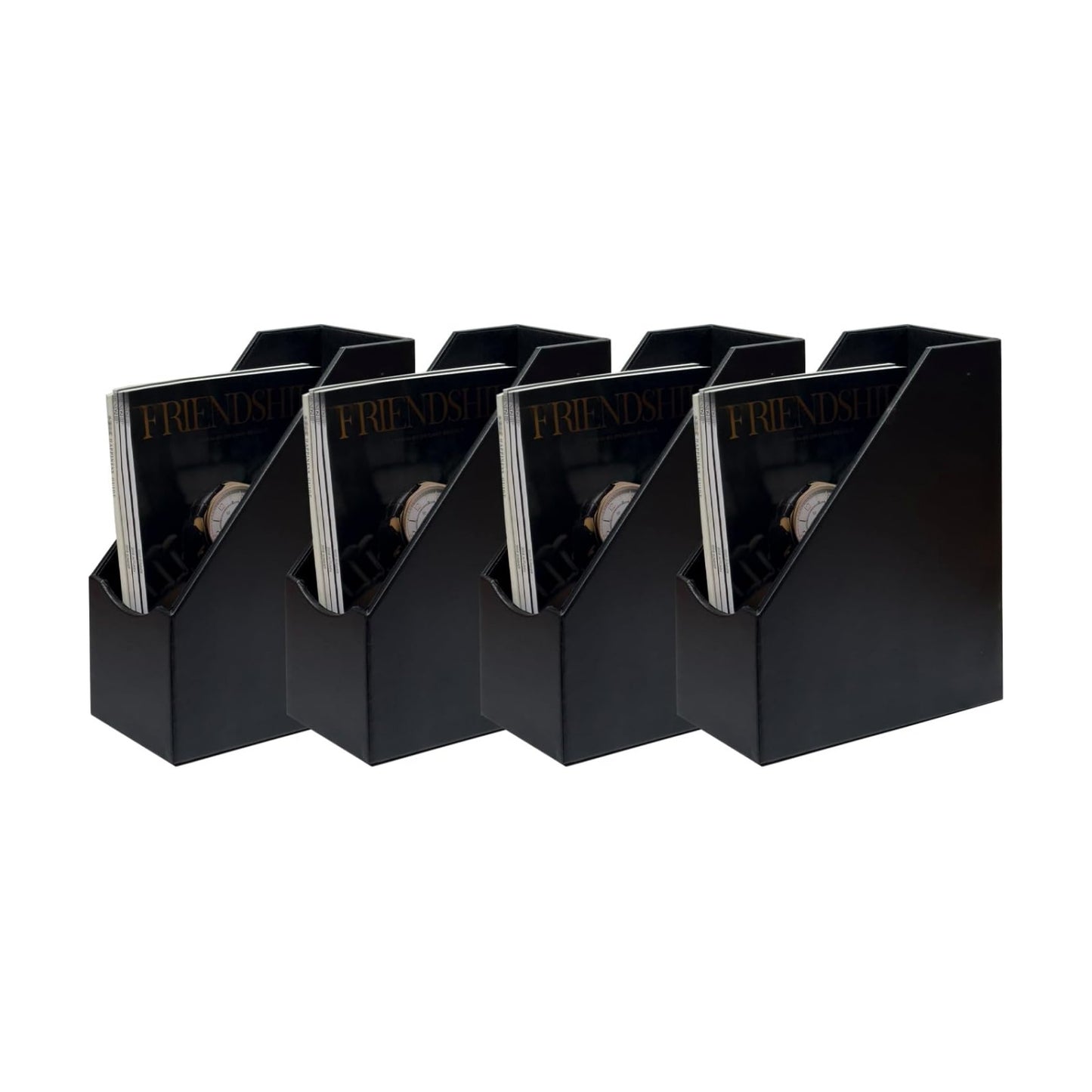 UnionBasic Magazine File Holder, Leatherette Desktop Document Organizer, Home Office Paper Holder File Storage