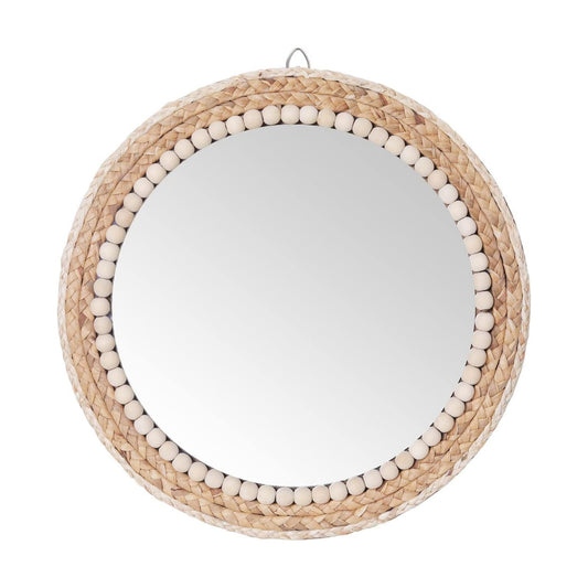 Boho Round Hanging Wall Mirror Decorative Rattan Circle Mirrors / 15 Inch Wood / 15 Inch
