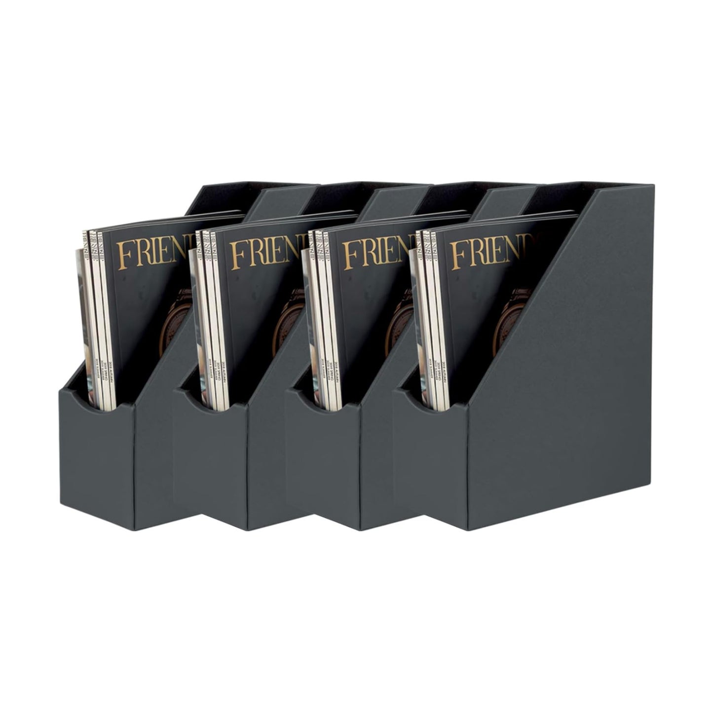 UnionBasic Magazine File Holder, Leatherette Desktop Document Organizer, Home Office Paper Holder File Storage