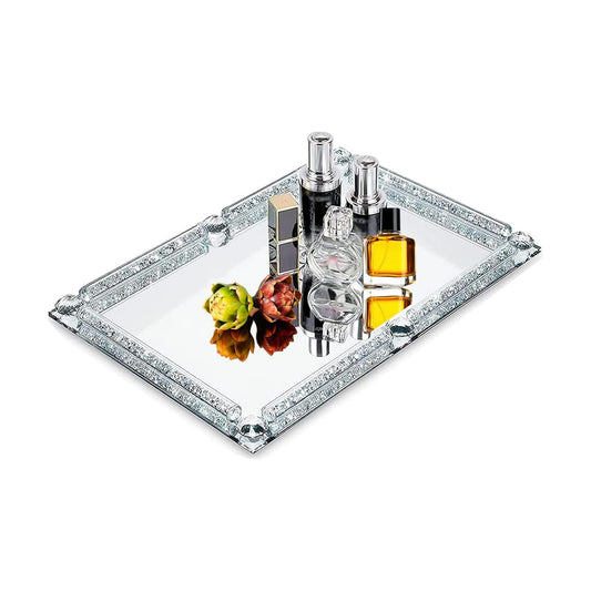 Crystal Glass Tray / Silver / 11.8 x 7.9