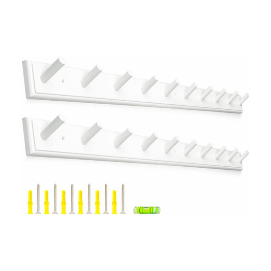 2PCS Coat Rack Wall Mounted, Long 38'' Wooden Wall Coat Hooks with 10 Pegs, Wall Peg Rail Hangers for Hanging Towels