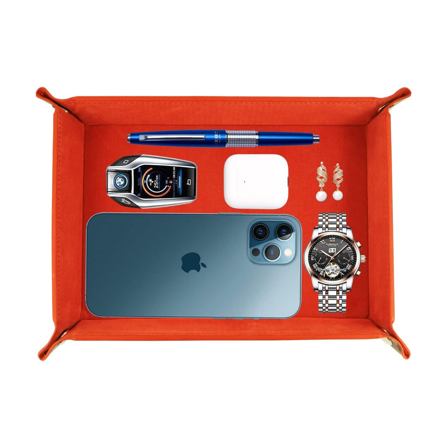 Valet Organizer / Catchall Tray for Jewelry / Reddishorange