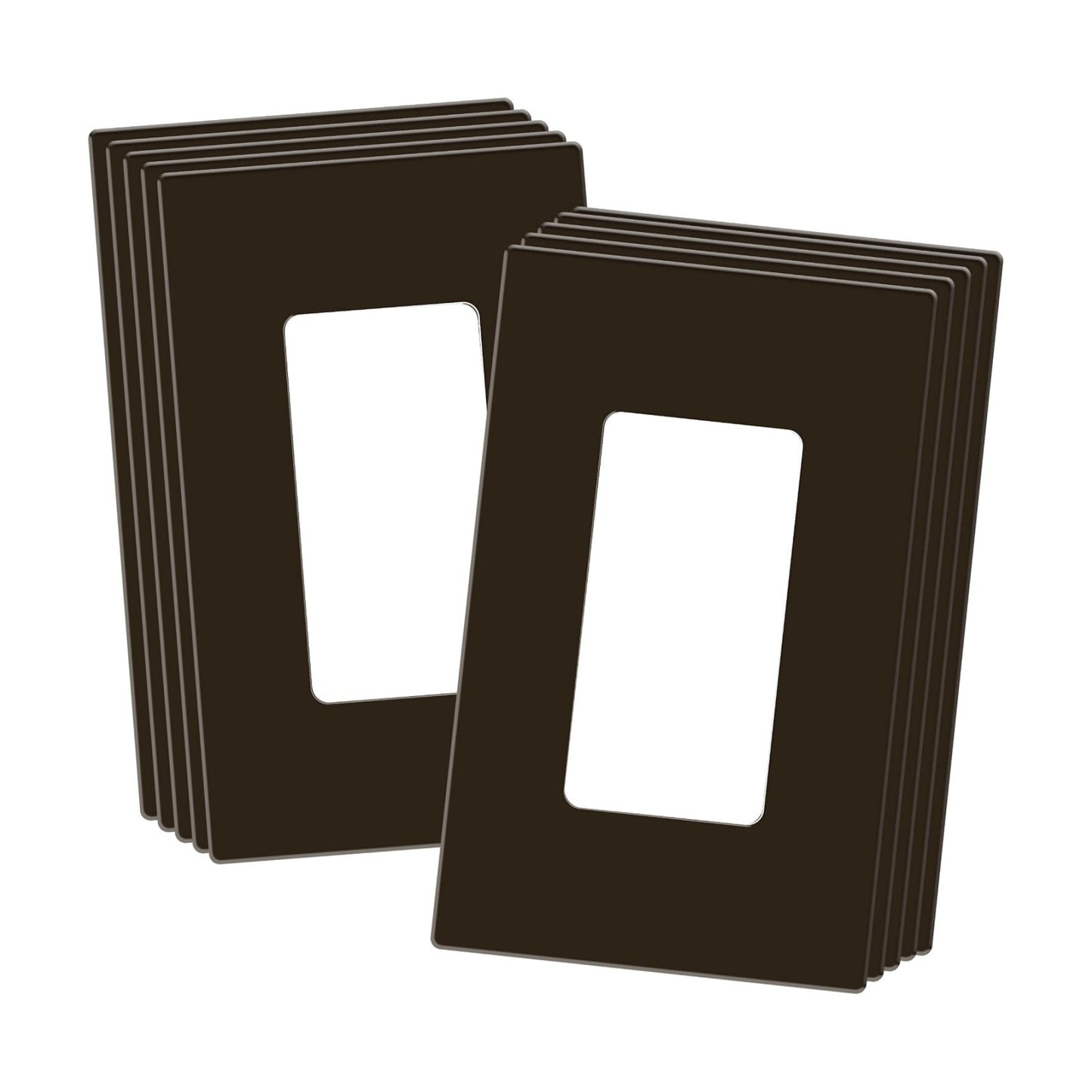 ENERLITES 1-Gang Brown Screwless Decorator Wall Plate Outlet Cover, 10 Pack | Size 4.68" x 2.93", Fits light