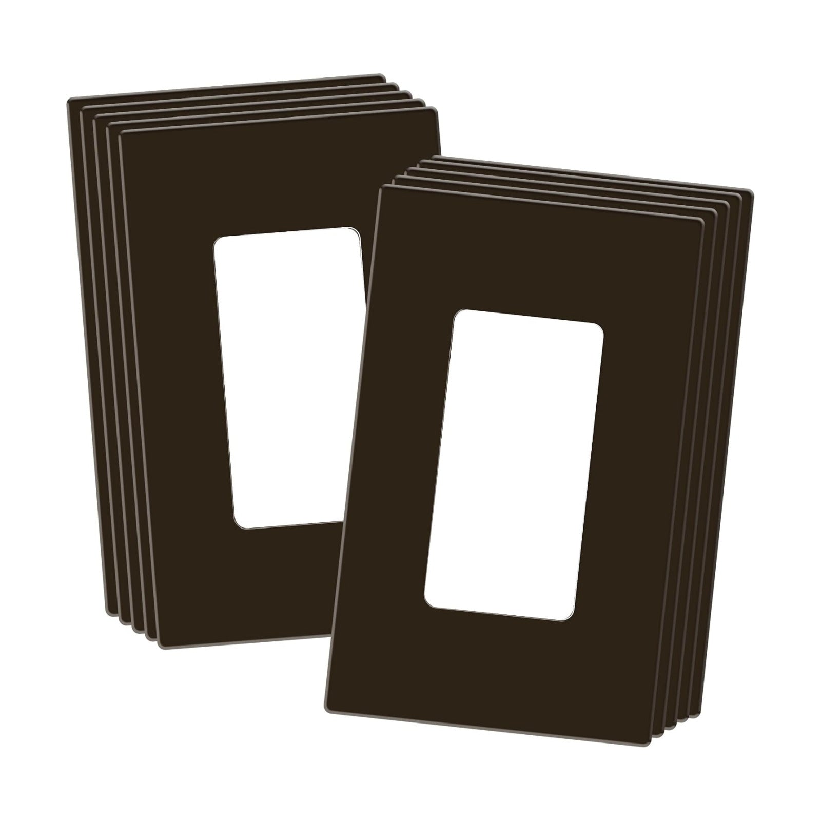 ENERLITES 1-Gang Brown Screwless Decorator Wall Plate Outlet Cover, 10 Pack | Size 4.68" x 2.93", Fits light