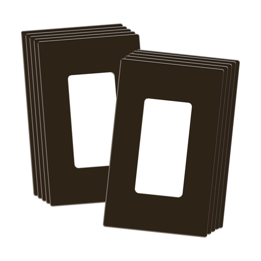 ENERLITES 1-Gang Brown Screwless Decorator Wall Plate Outlet Cover, 10 Pack | Size 4.68" x 2.93", Fits light
