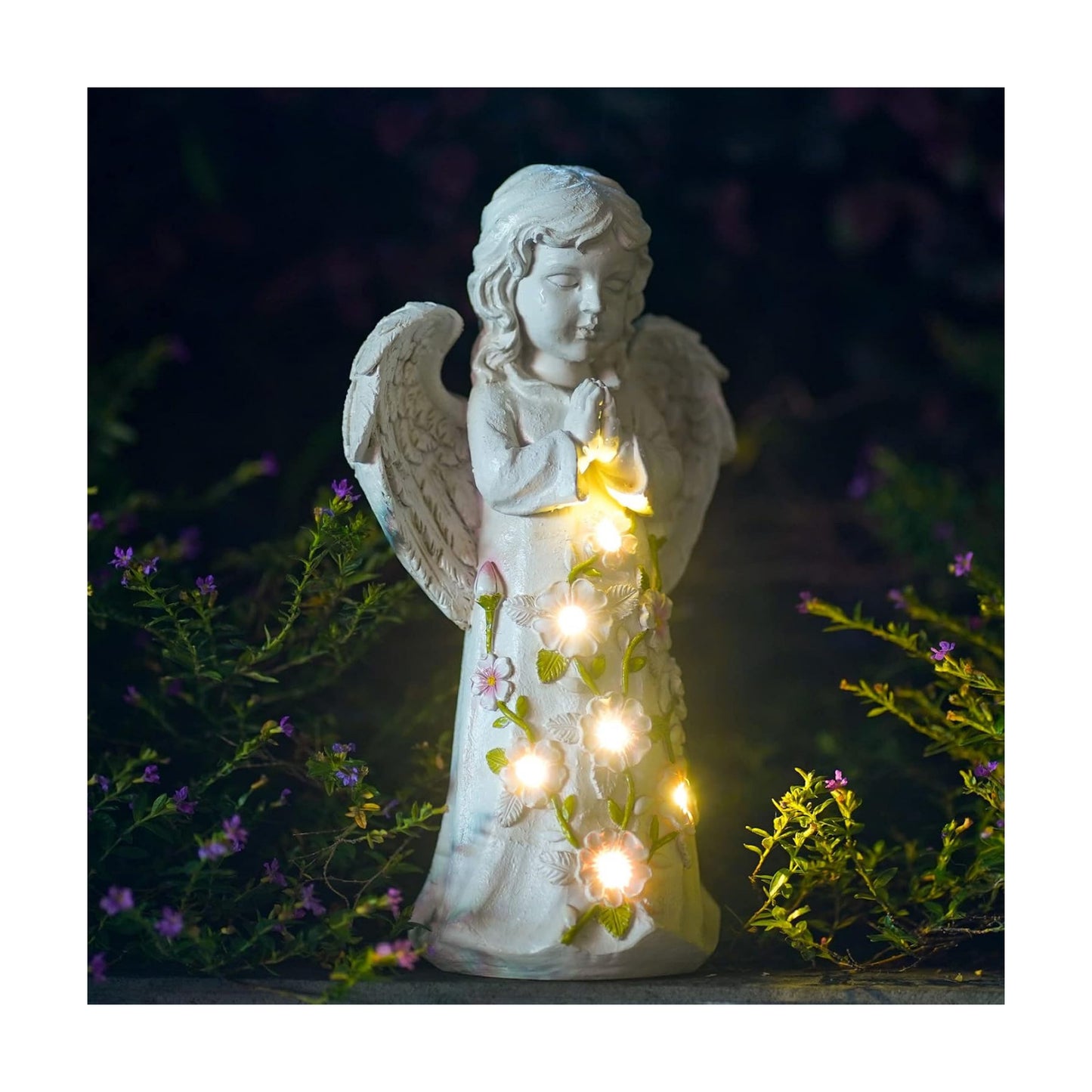 Nacome Solar Garden Outdoor Statues Angel with Succulent