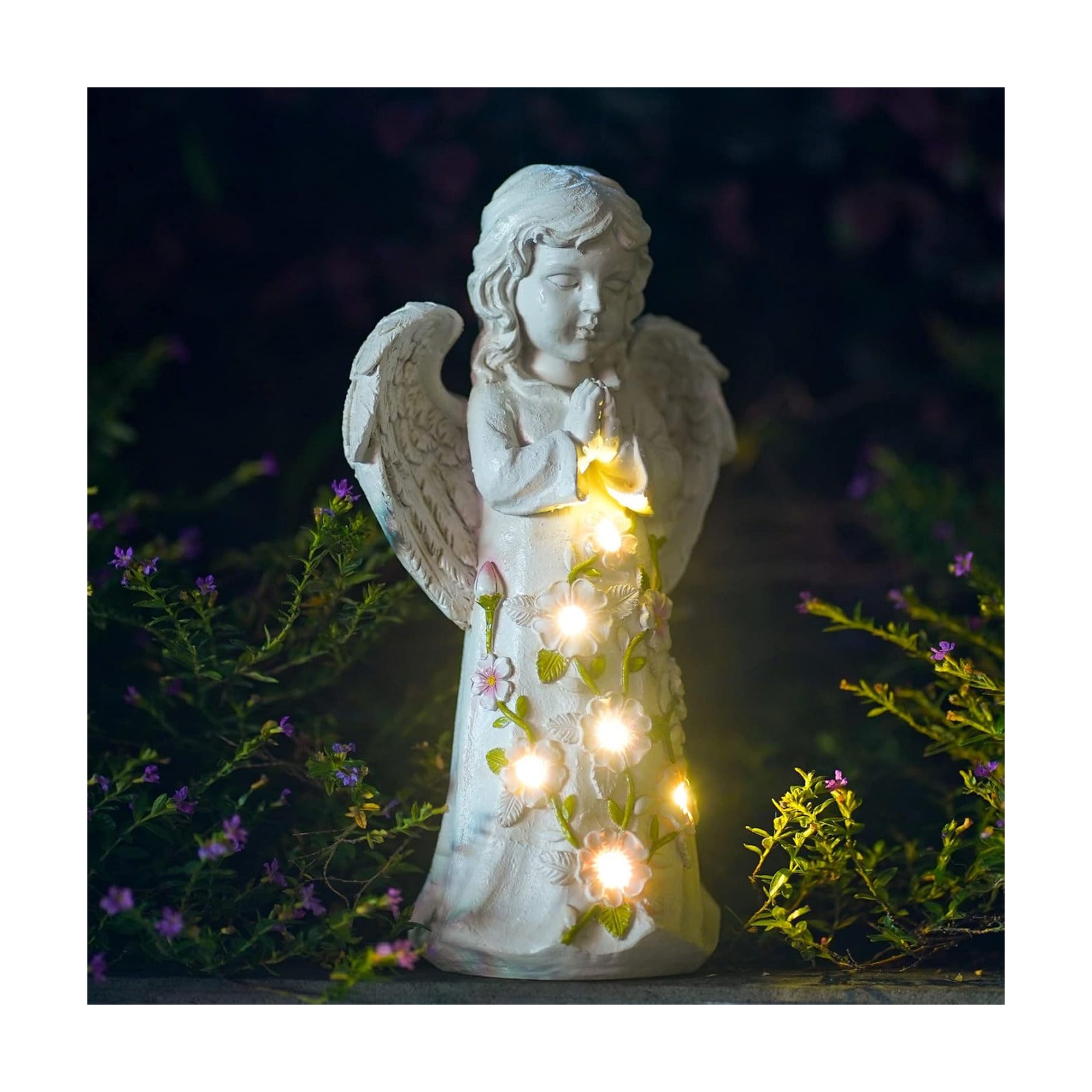 Nacome Solar Garden Outdoor Statues Angel with Succulent