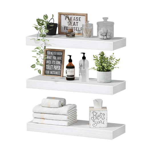 QEEIG Floating Shelves for Wall Small Shelf (White, Set of 3, 15.7" x 6.7")