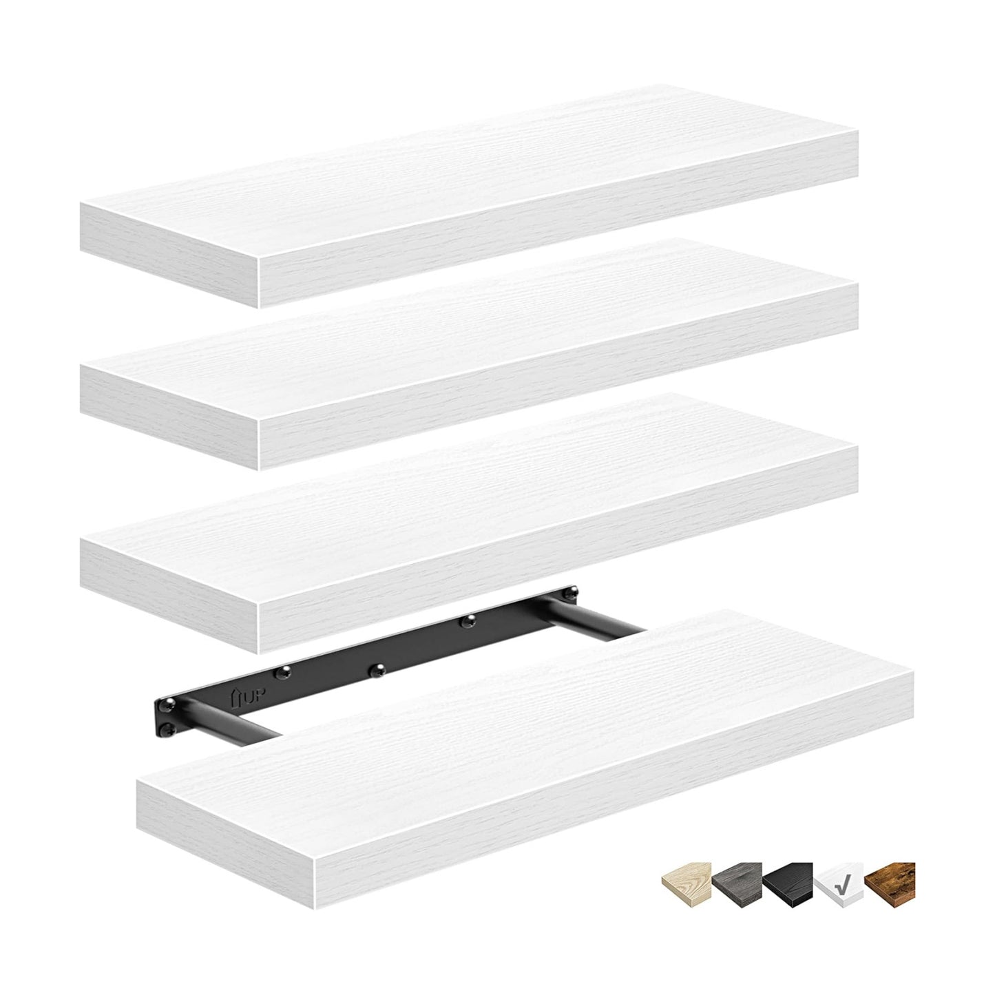QEEIG Floating Shelves for Wall Small Shelf (White, Set of 4, 15.7" x 6.7")