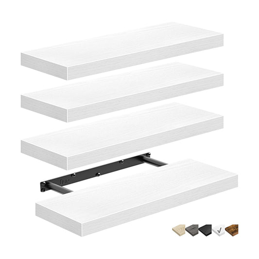 QEEIG Floating Shelves for Wall Small Shelf (White, Set of 4, 15.7" x 6.7")