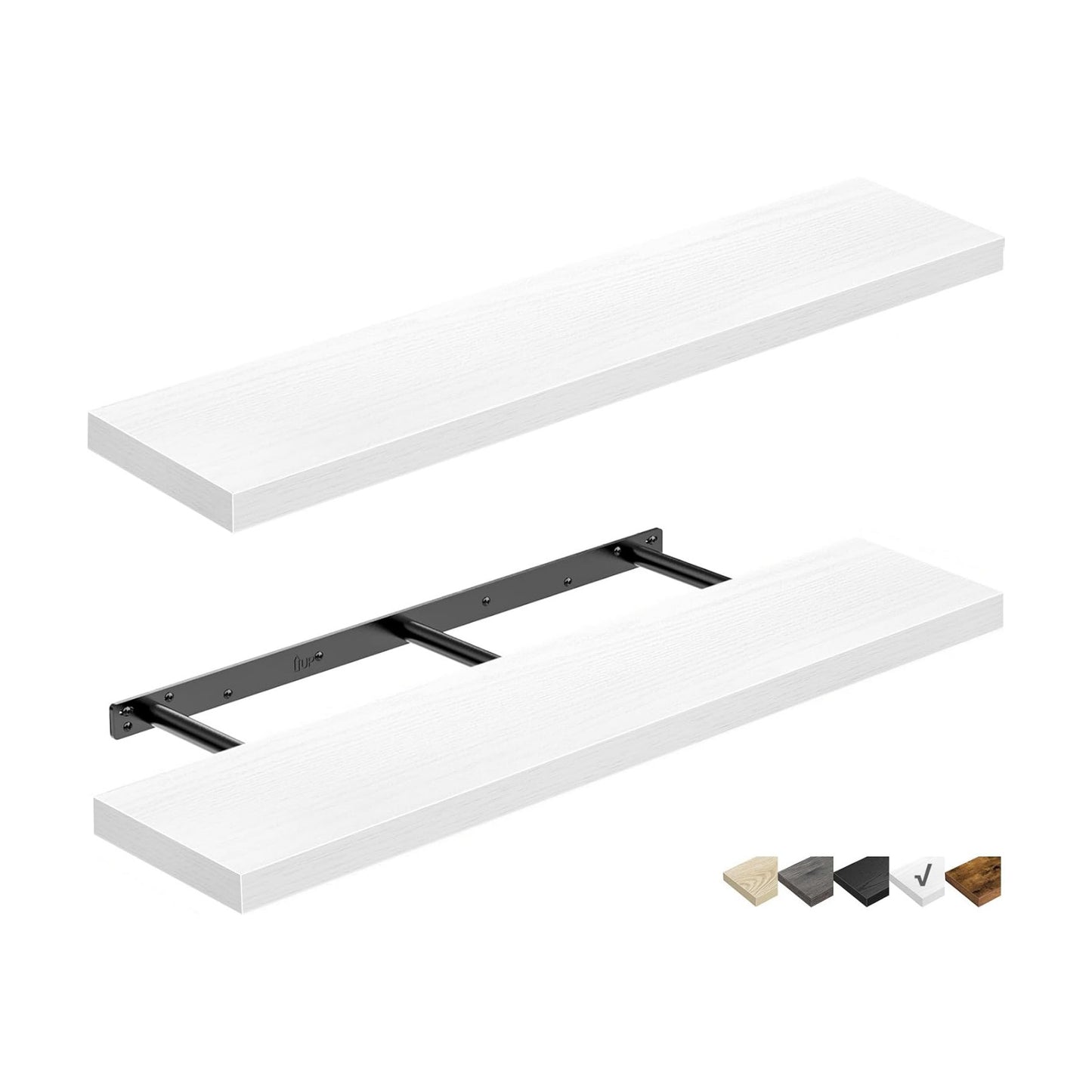 QEEIG Long Floating Shelves for Wall (White, Set of 2, 35.4")