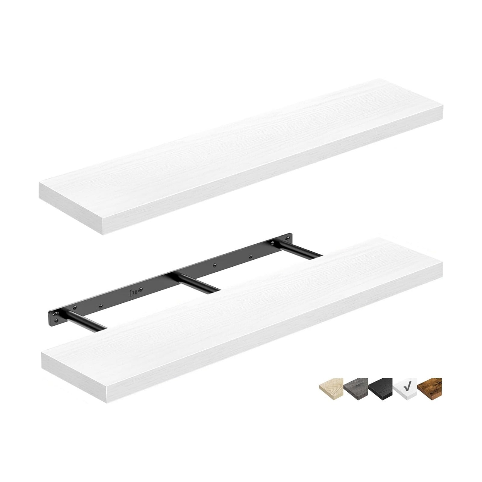 QEEIG Long Floating Shelves for Wall (White, Set of 2, 35.4")