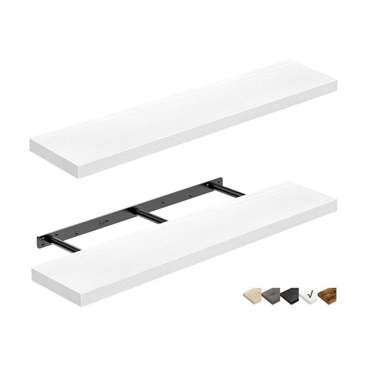 QEEIG Long Floating Shelves for Wall (White, Set of 2, 35.4")
