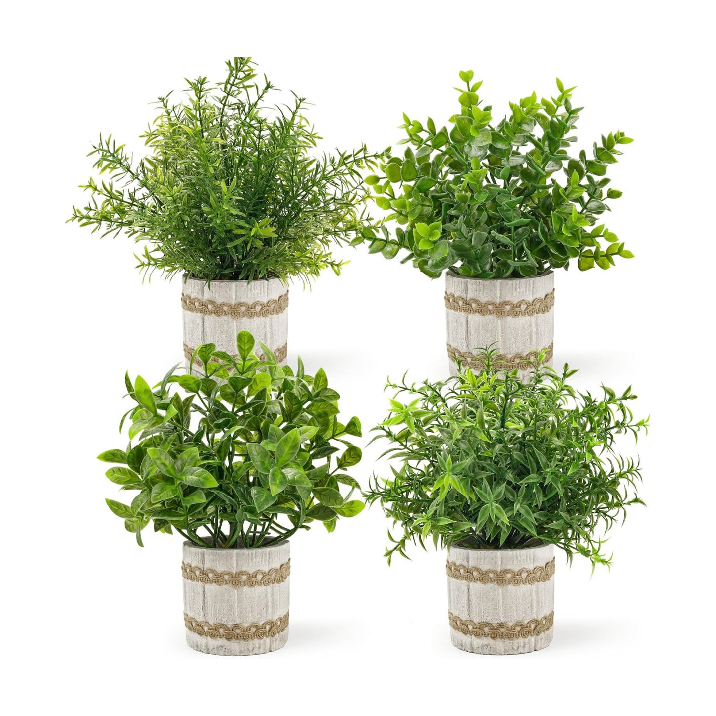 Small Fake Plants Indoor Mini Artificial Plants / Green / Set of 4