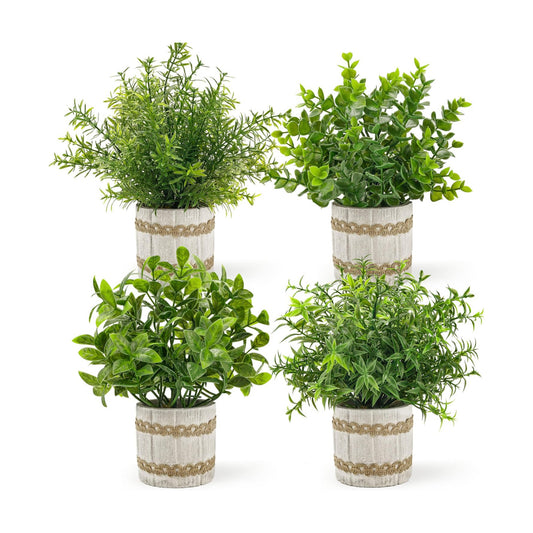 Small Fake Plants Indoor Mini Artificial Plants / Green / Set of 4