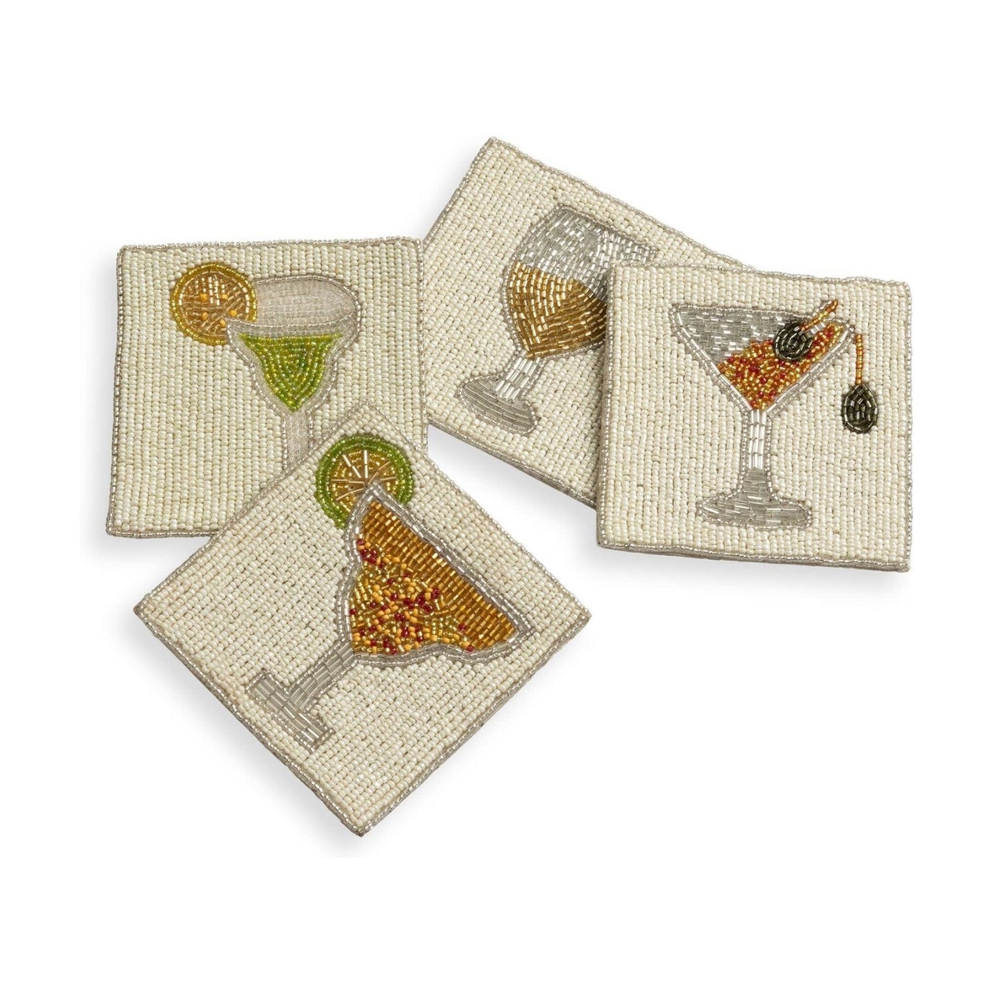 Beaded Handmade Square Drink Coasters / Cocktail / Set of 4