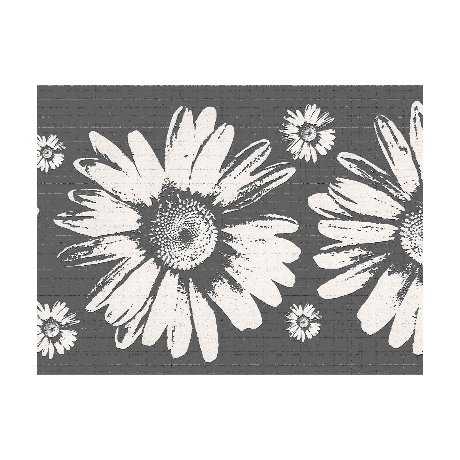 Wallpaper Border Peel and Stick DDAZBD9159 Floral White Sunflowers Wall Border Retro / Grey / 15 ft