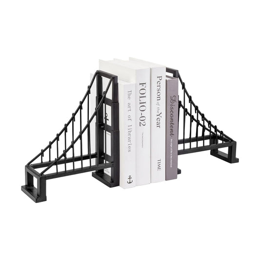 Metal Suspension Bridge Design Book End Shelf Decor / Black
