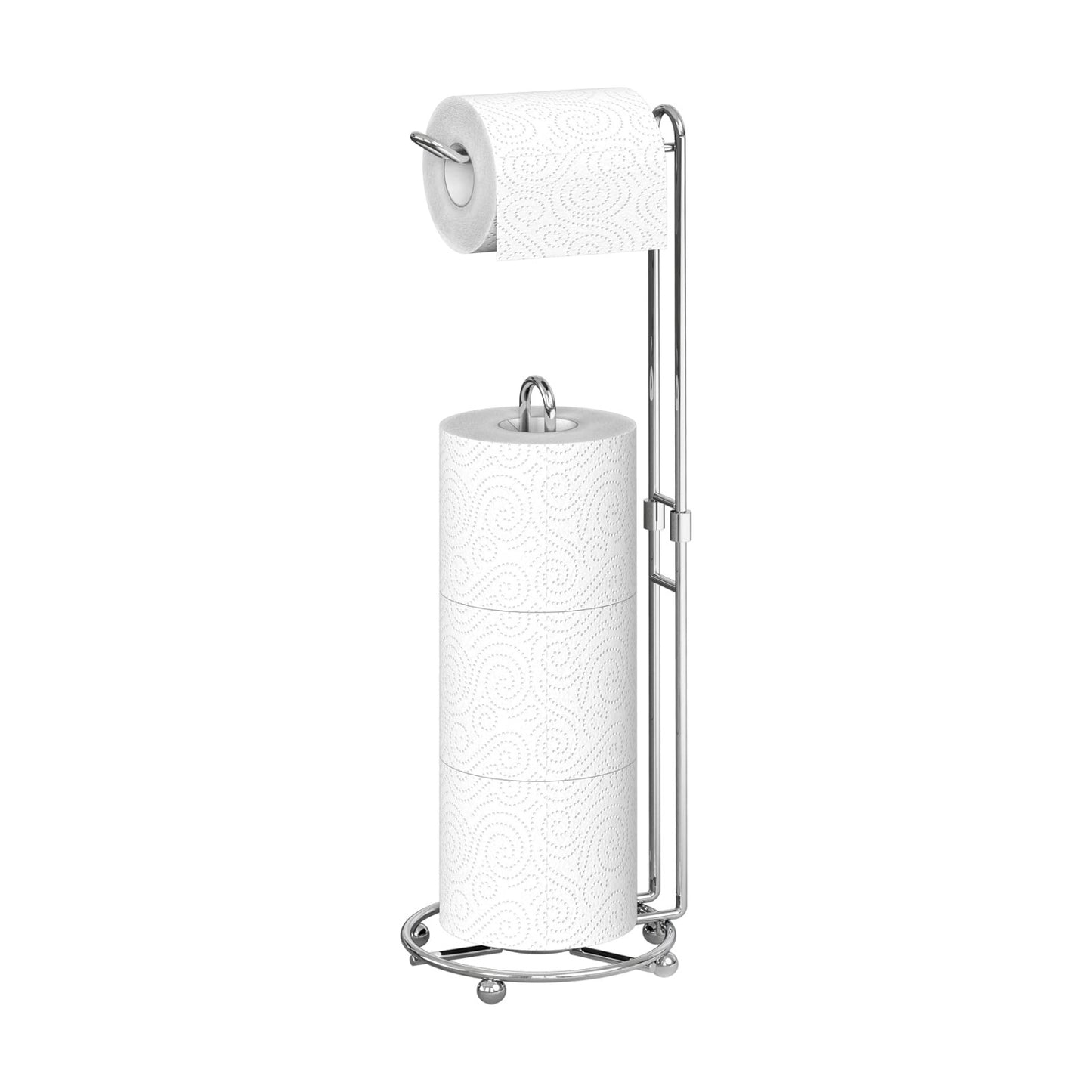 Simple Houseware Toilet Paper Holder Bathroom Tissue Storage Holder, Chrome | 4 Paper Rolls, 6.9" x 6.9" x 23"