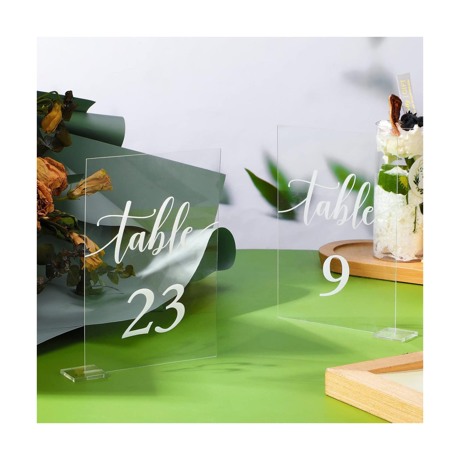 30 Pieces Acrylic Table Numbers 1-30 for Wedding Reception Clear Table Number Signs 1-30 with Stand Hexagonal Rectangle