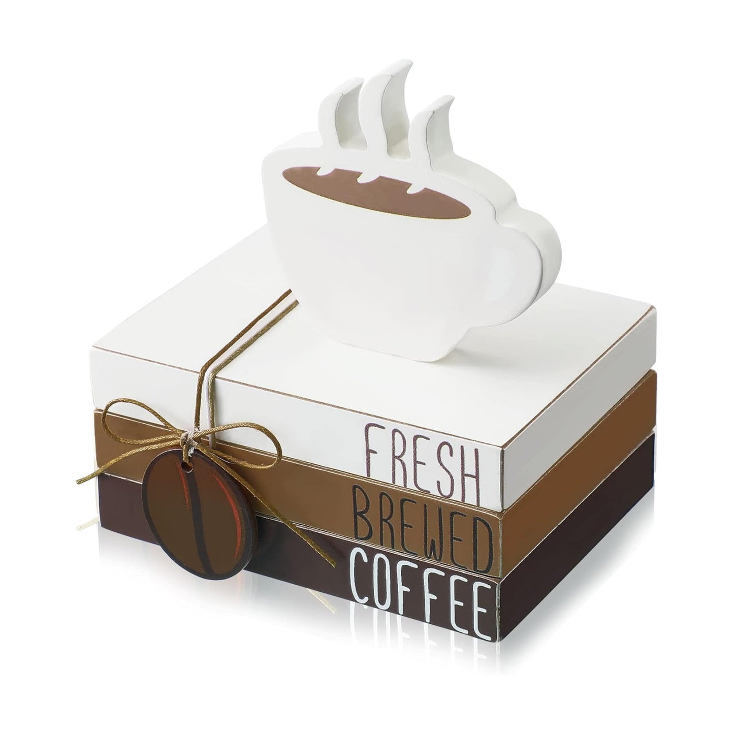 Coffee Bar Decor Accessories Coffee Signs Mini Wooden Book Stacks Cafe / Coffee Style / Set of 4