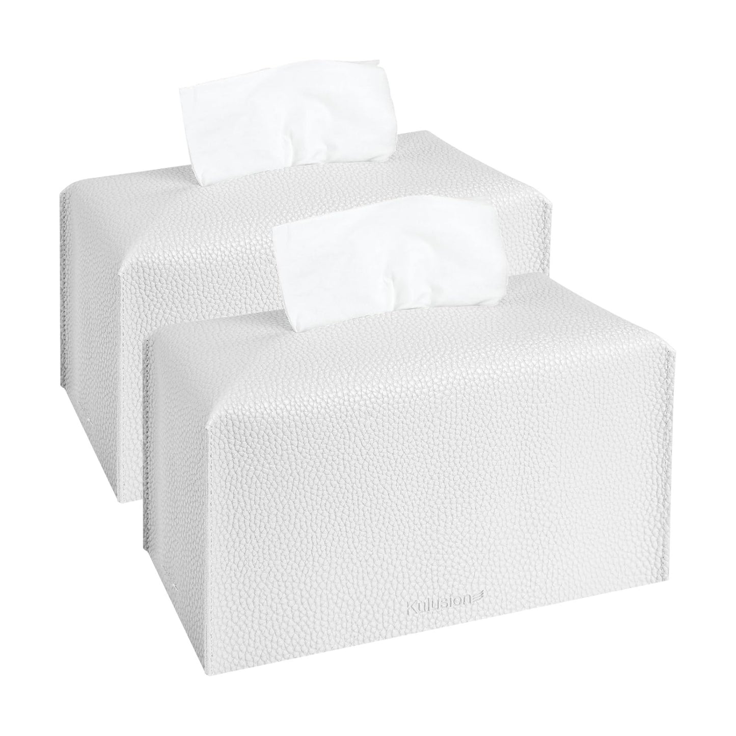 Tissue Box Cover Holder / Rectangle White / Set of 2