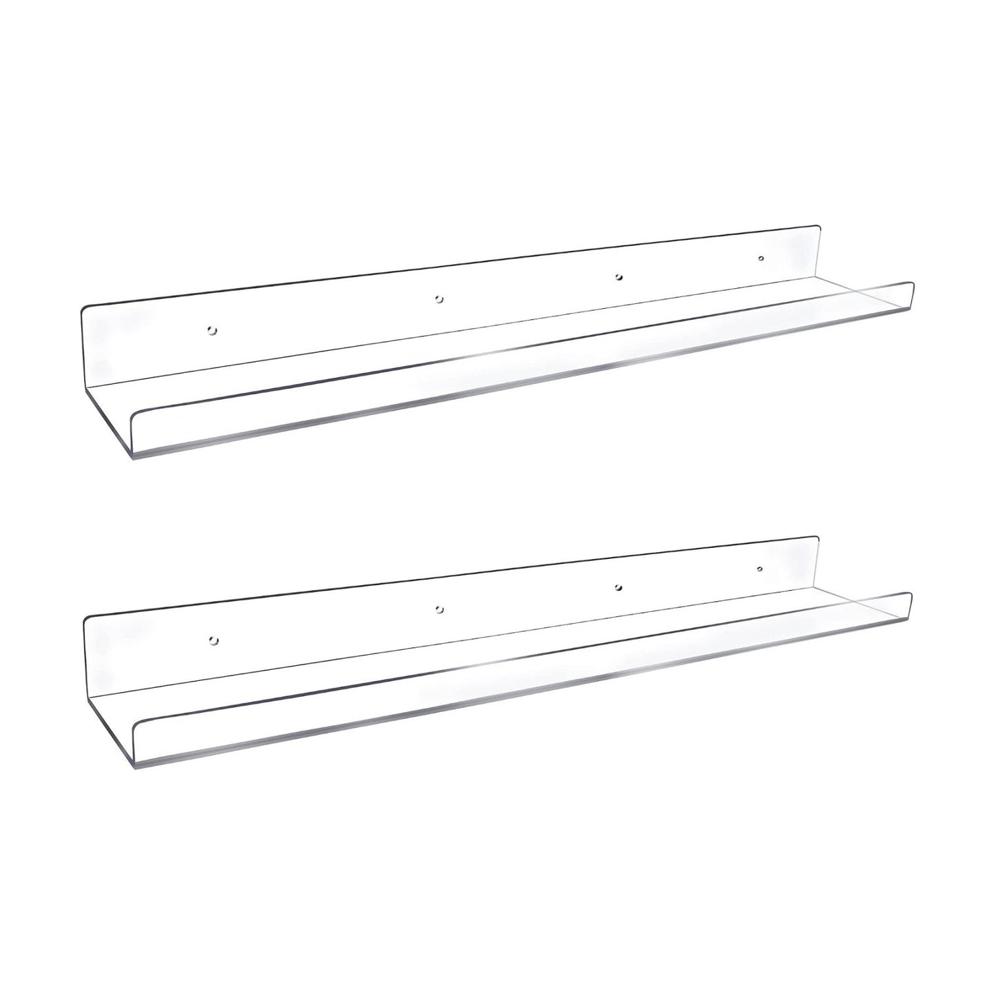Febwind 24-Inch Long Clear Acrylic Floating Shelves - U Shape Wall Shelf for Book Display, Makeup, Spice Organizer - 2