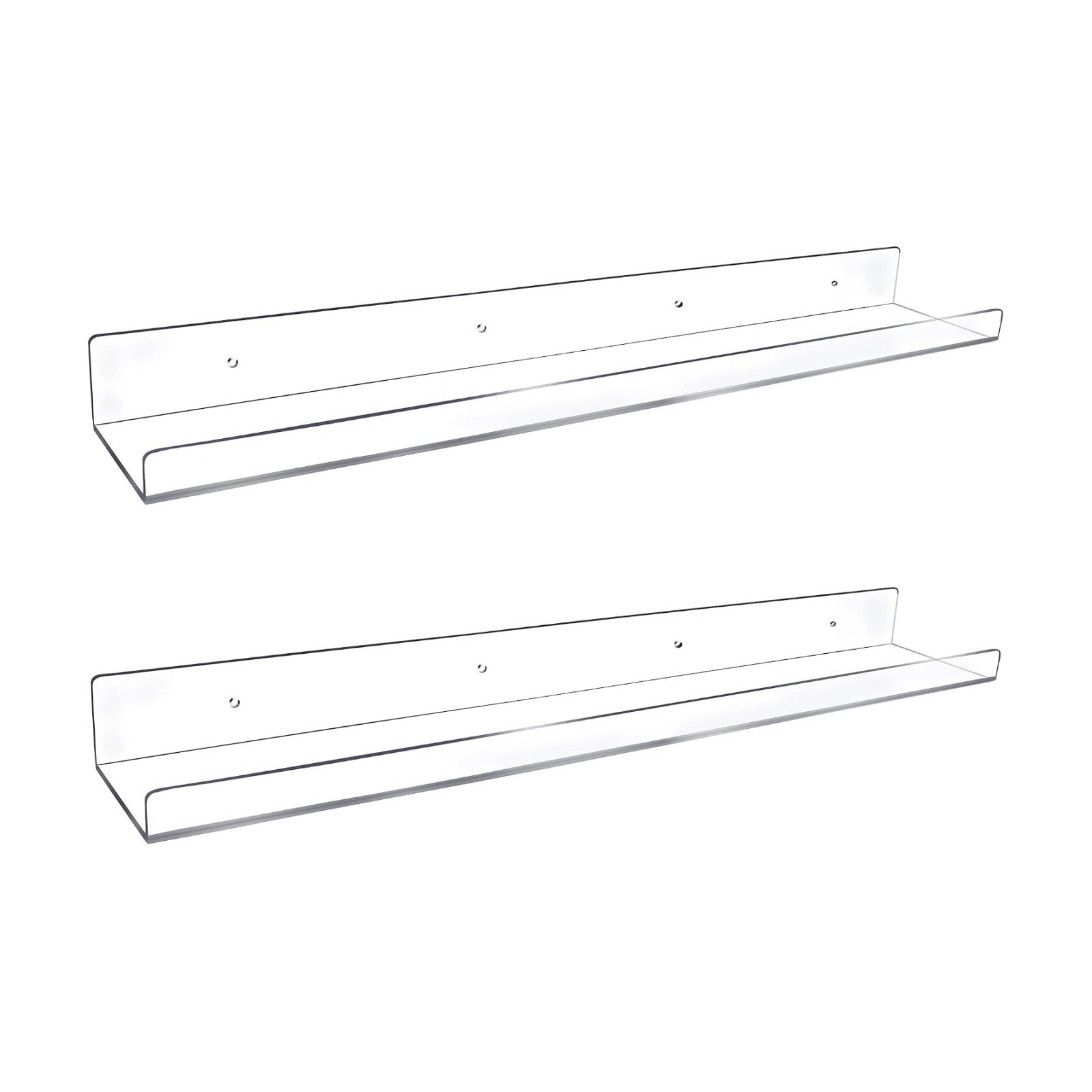Febwind 24-Inch Long Clear Acrylic Floating Shelves - U Shape Wall Shelf for Book Display, Makeup, Spice Organizer - 2
