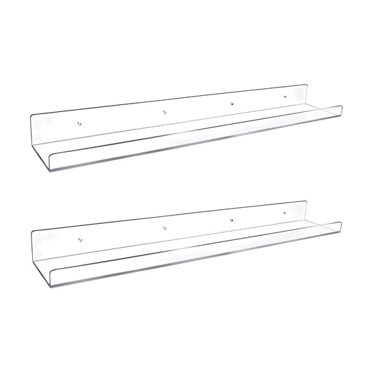 Febwind 24-Inch Long Clear Acrylic Floating Shelves - U Shape Wall Shelf for Book Display, Makeup, Spice Organizer - 2