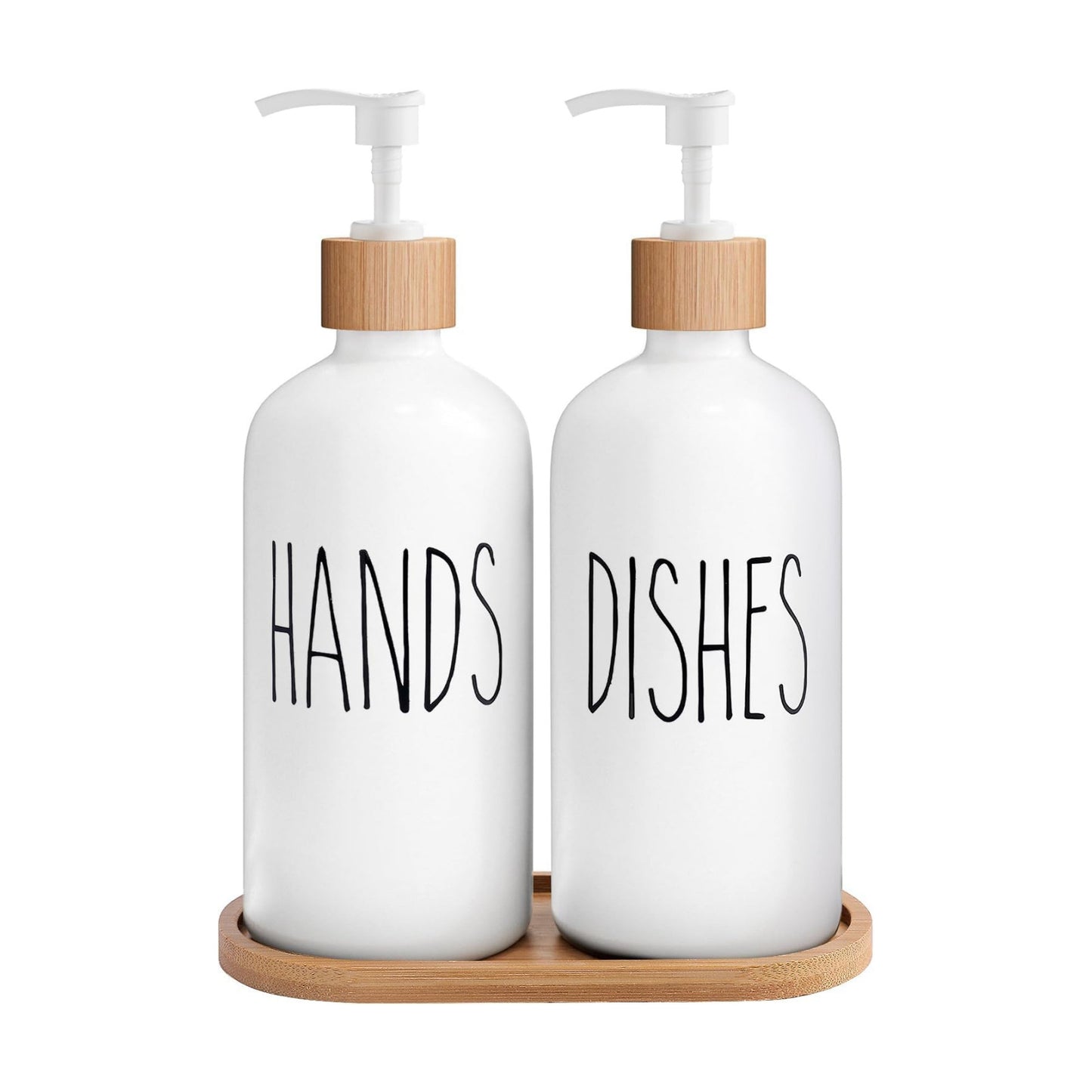 MOMEEMO White Soap Dispenser Set, Contains Hand and Dish Soap Dispenser, Suitable for Kitchen Decor. (White) | Contains