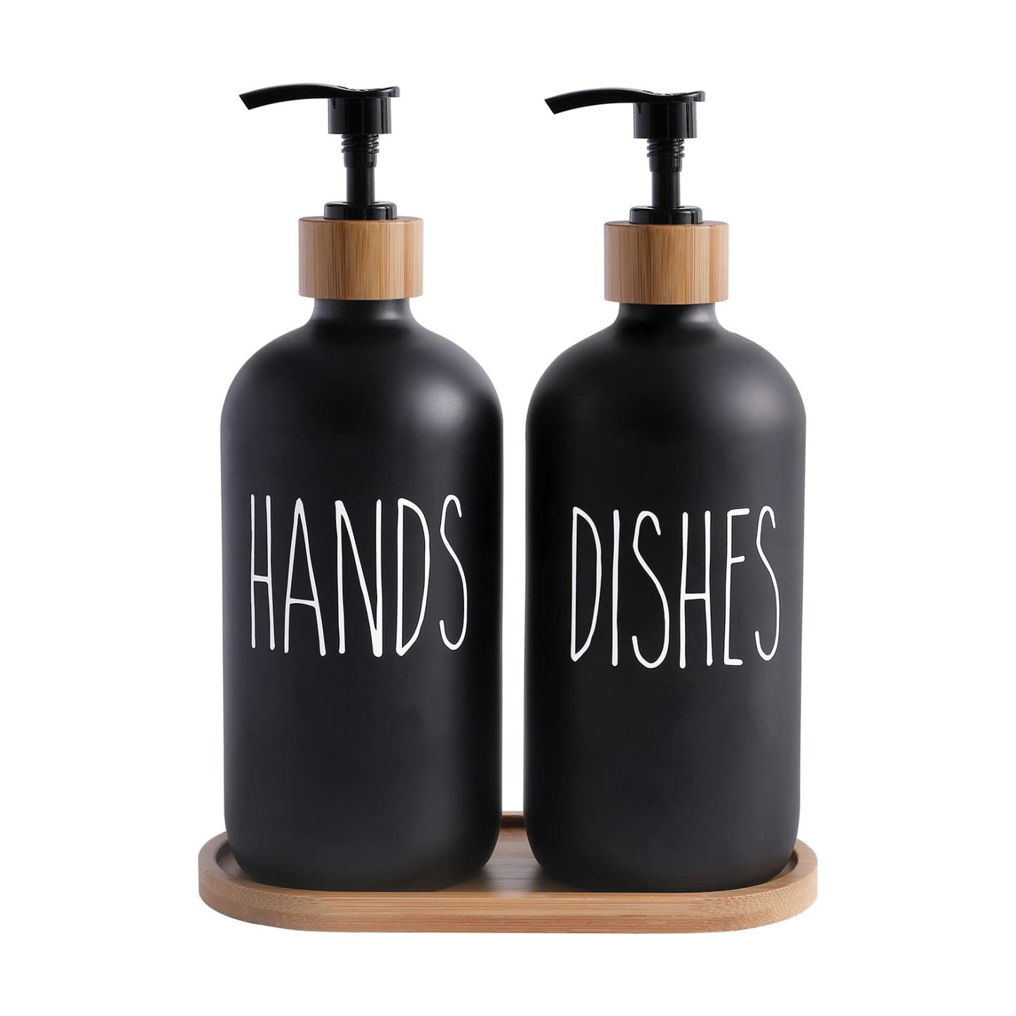 MOMEEMO Black Soap Dispenser Set, Contains Hand and Dish Soap Dispenser, Suitable for Kitchen Decor. (Black) | Contains