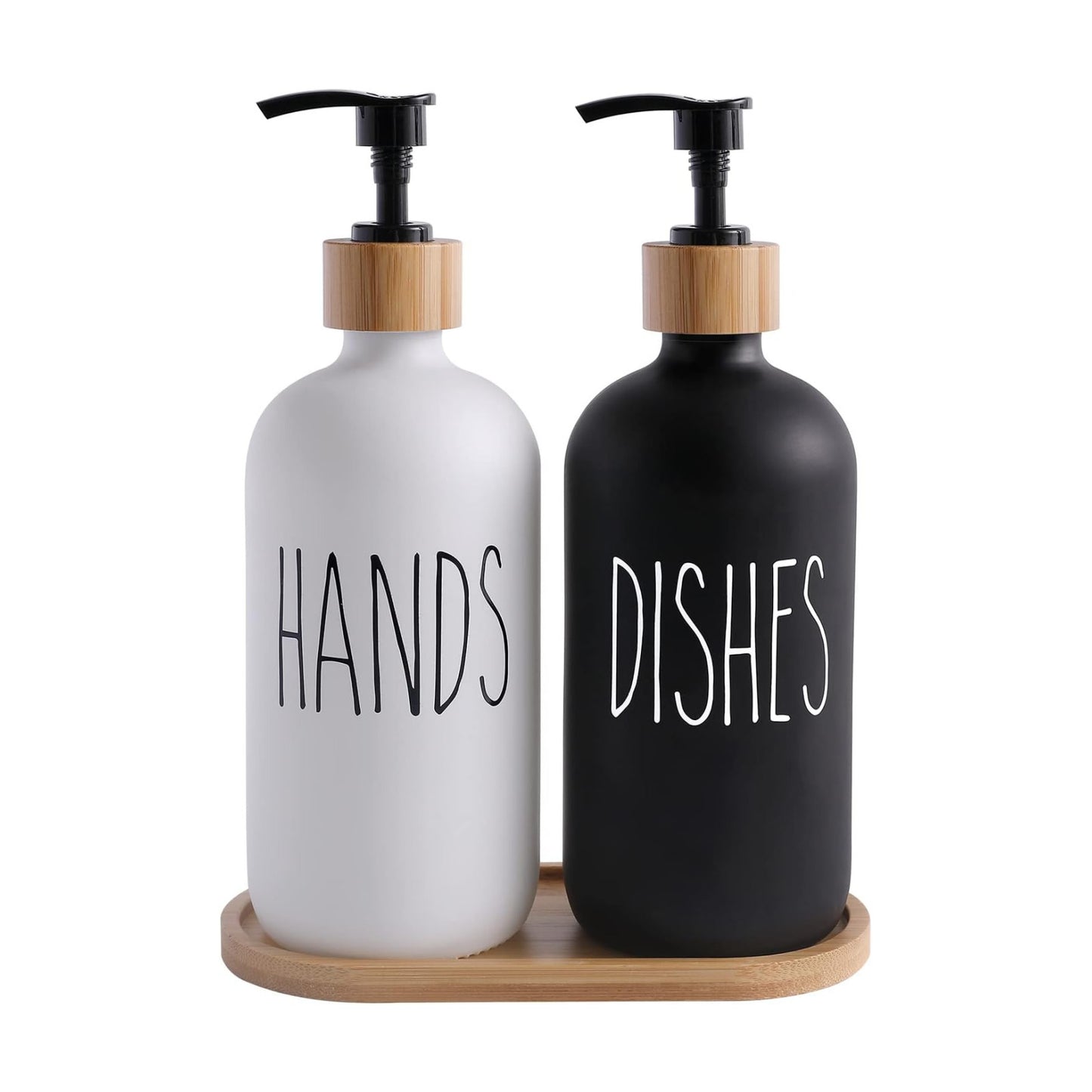 MOMEEMO Soap Dispenser Set, Black & White | Contains Hand and Dish Soap Dispenser, Suitable for Kitchen Decor
