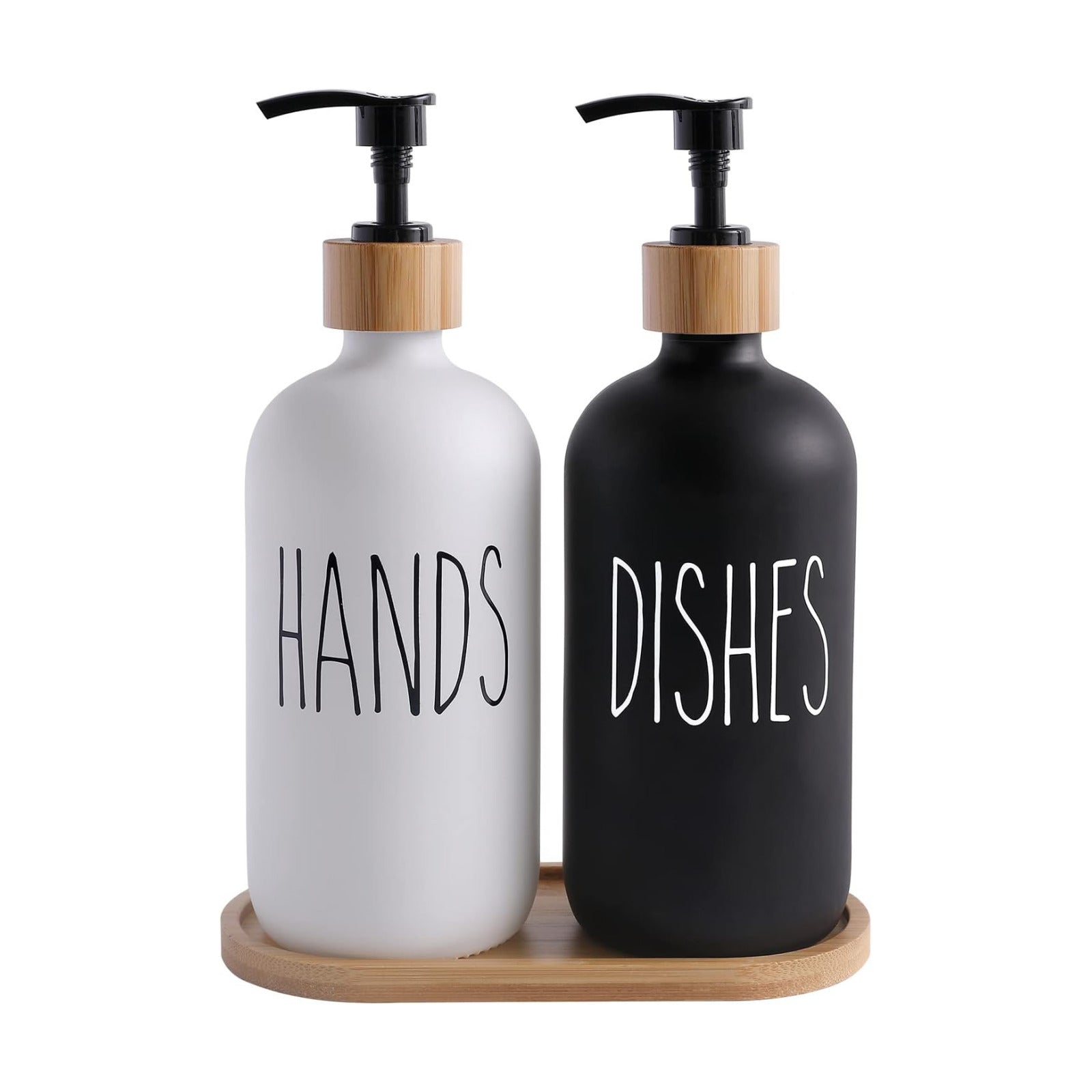 MOMEEMO Soap Dispenser Set, Black & White | Contains Hand and Dish Soap Dispenser, Suitable for Kitchen Decor