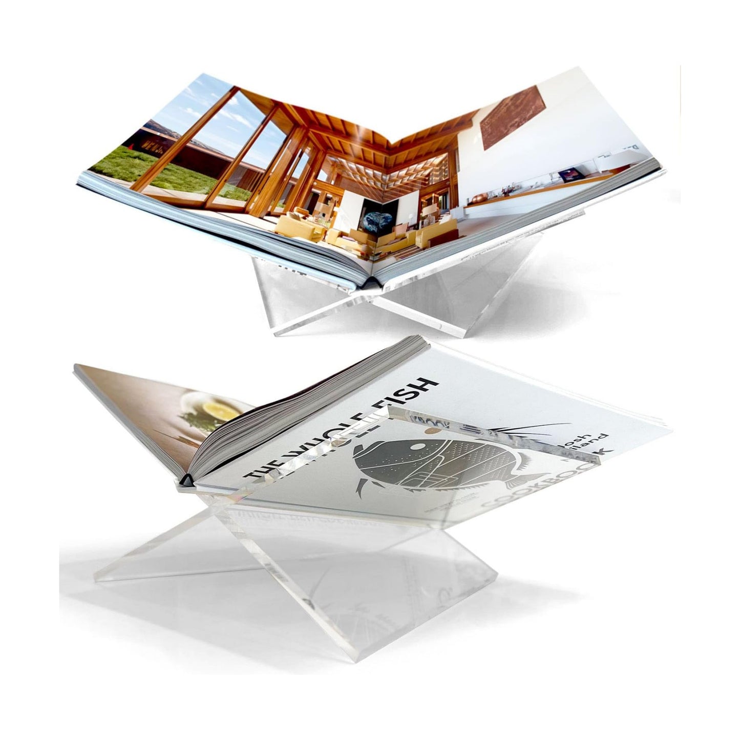 Large Clear Acrylic Book Stand, 12.5" x 9.5" x 5.5”, Acrylic Book Holder, Open Bookstand for Display and Reading