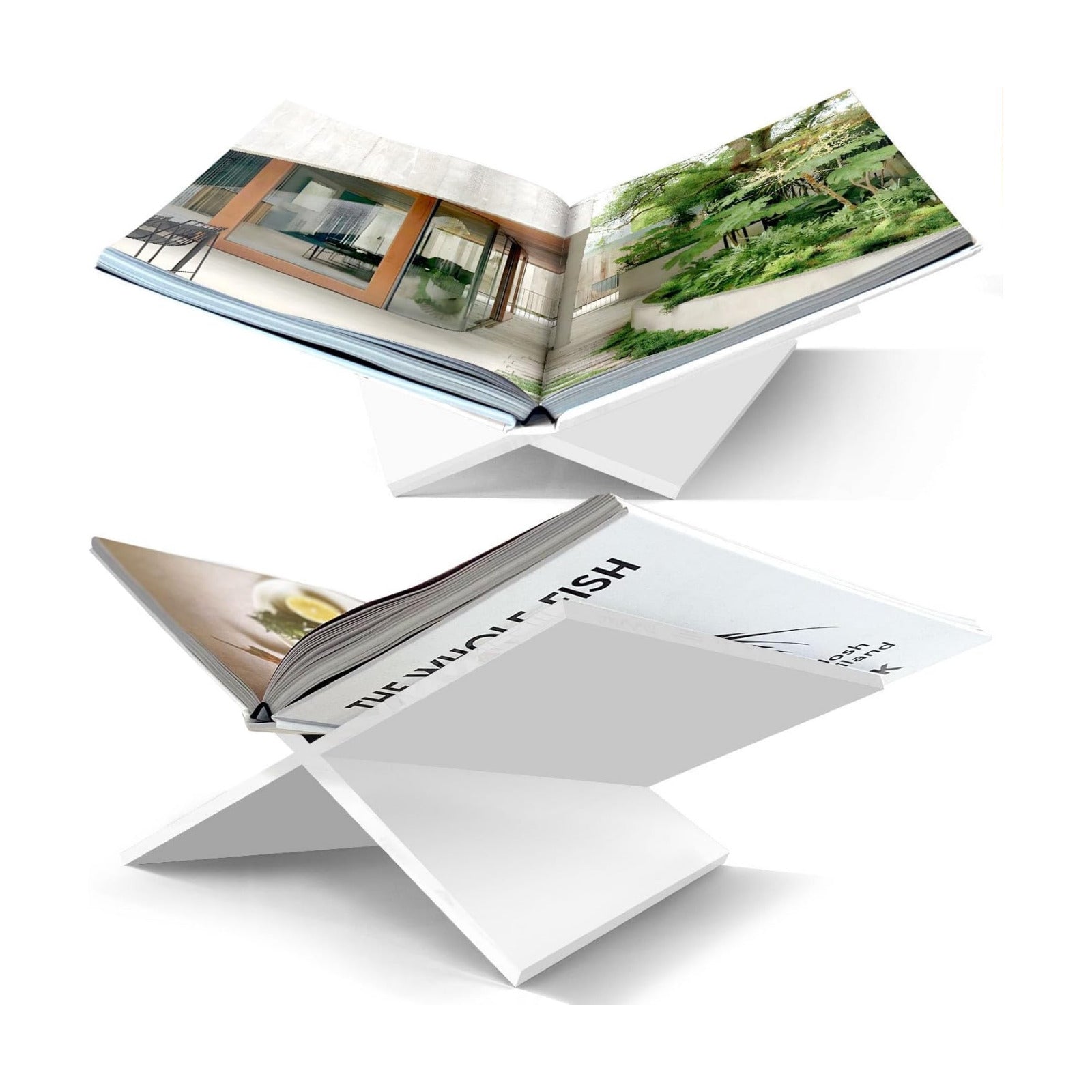 Large White Acrylic Book Stand, 12.5" x 9.5" x 5.5”, Acrylic Book Holder, Open Bookstand for Display and Reading