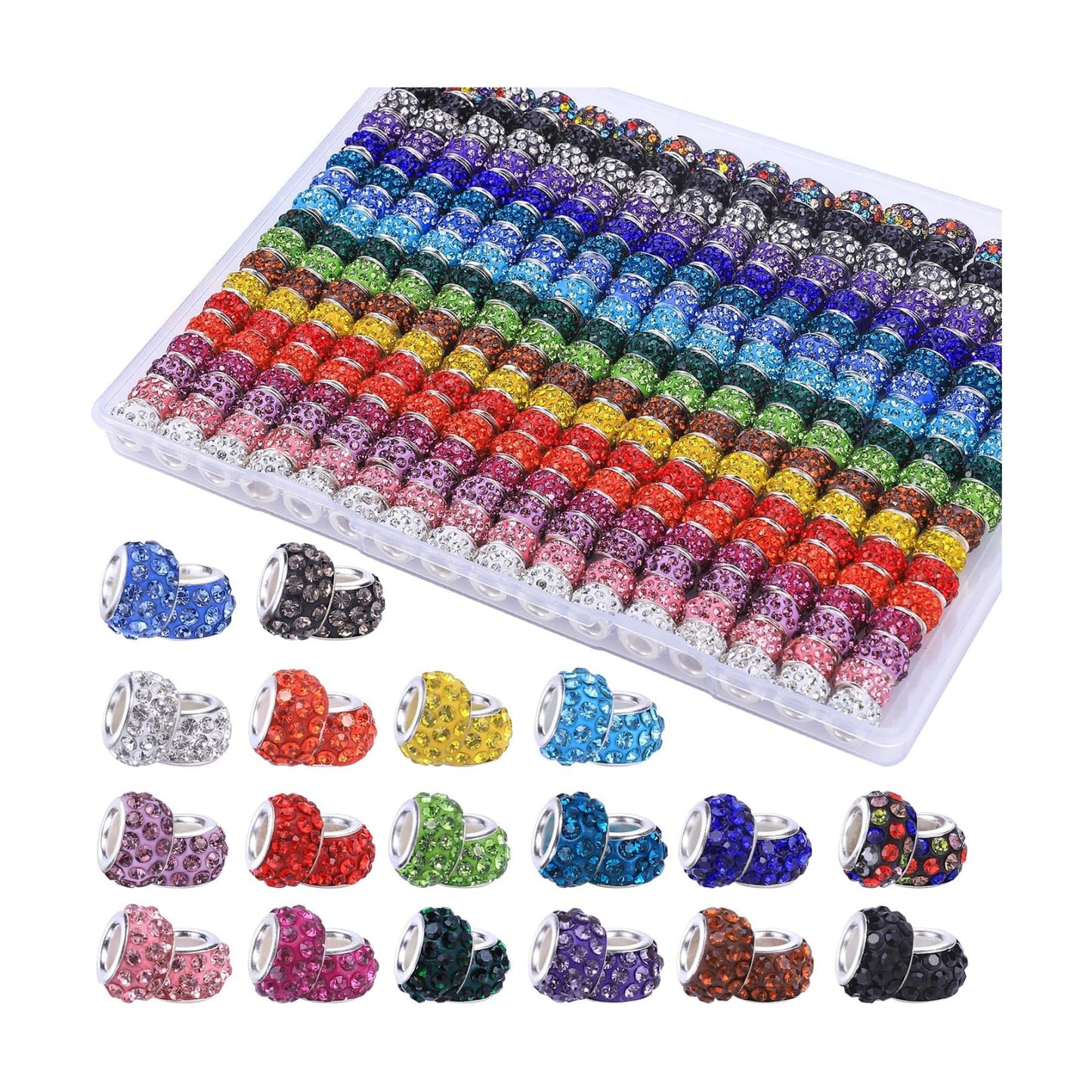Colorful Glass Charm Beads Set / Mixed Pack By Color / Set of 216