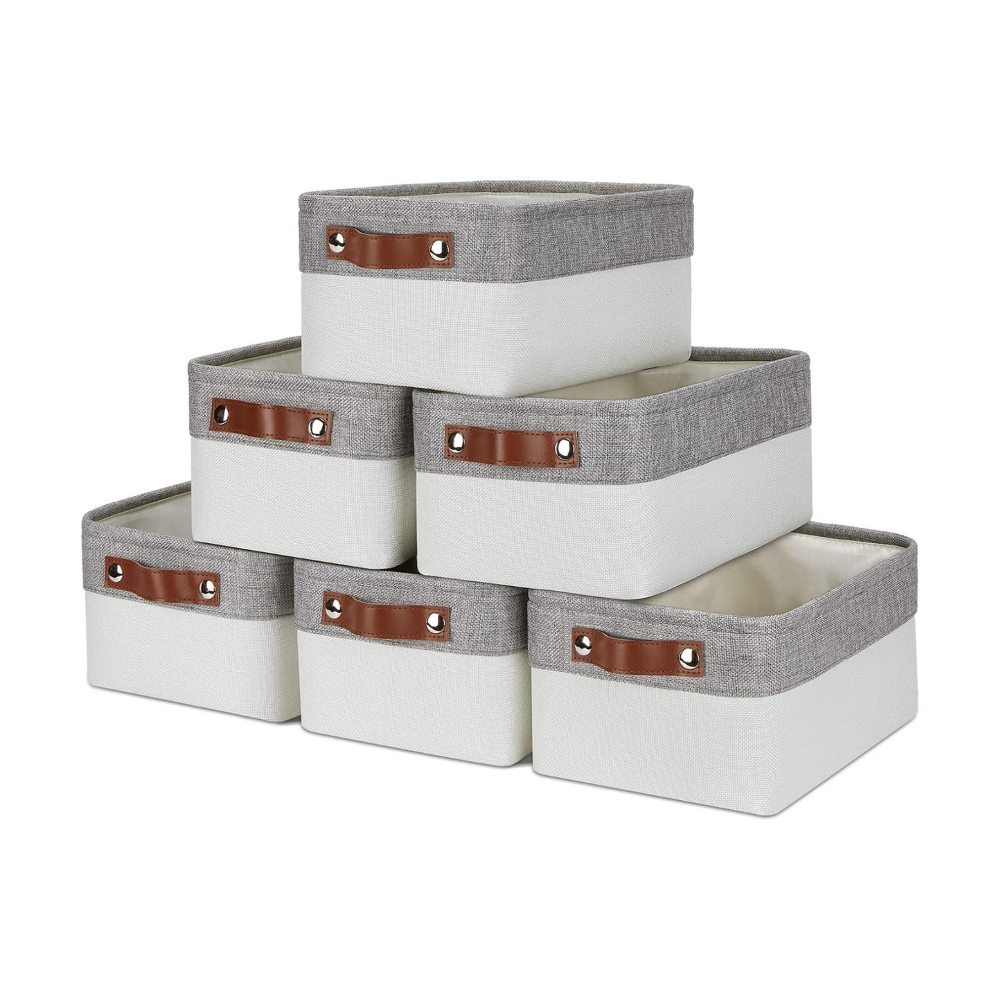 Small Fabric Baskets / Grey&white / 11.8 x 7.9 x 5.1 / Small/6p