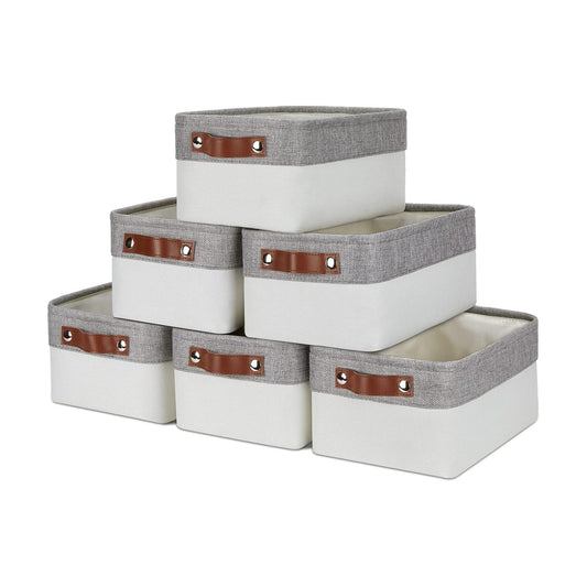 Small Fabric Baskets / Grey&white / 11.8 x 7.9 x 5.1 / Small/6p
