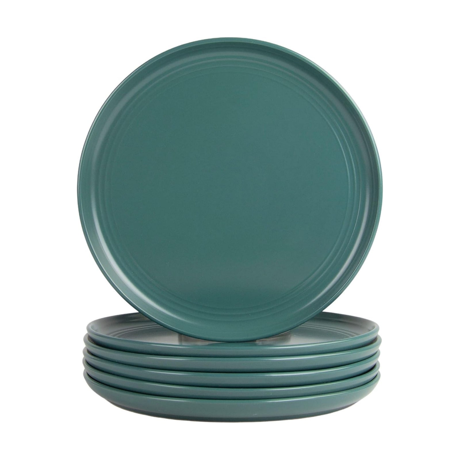 Double Line 10.5" Dinner Plate, Set of 6, Emerald Green
