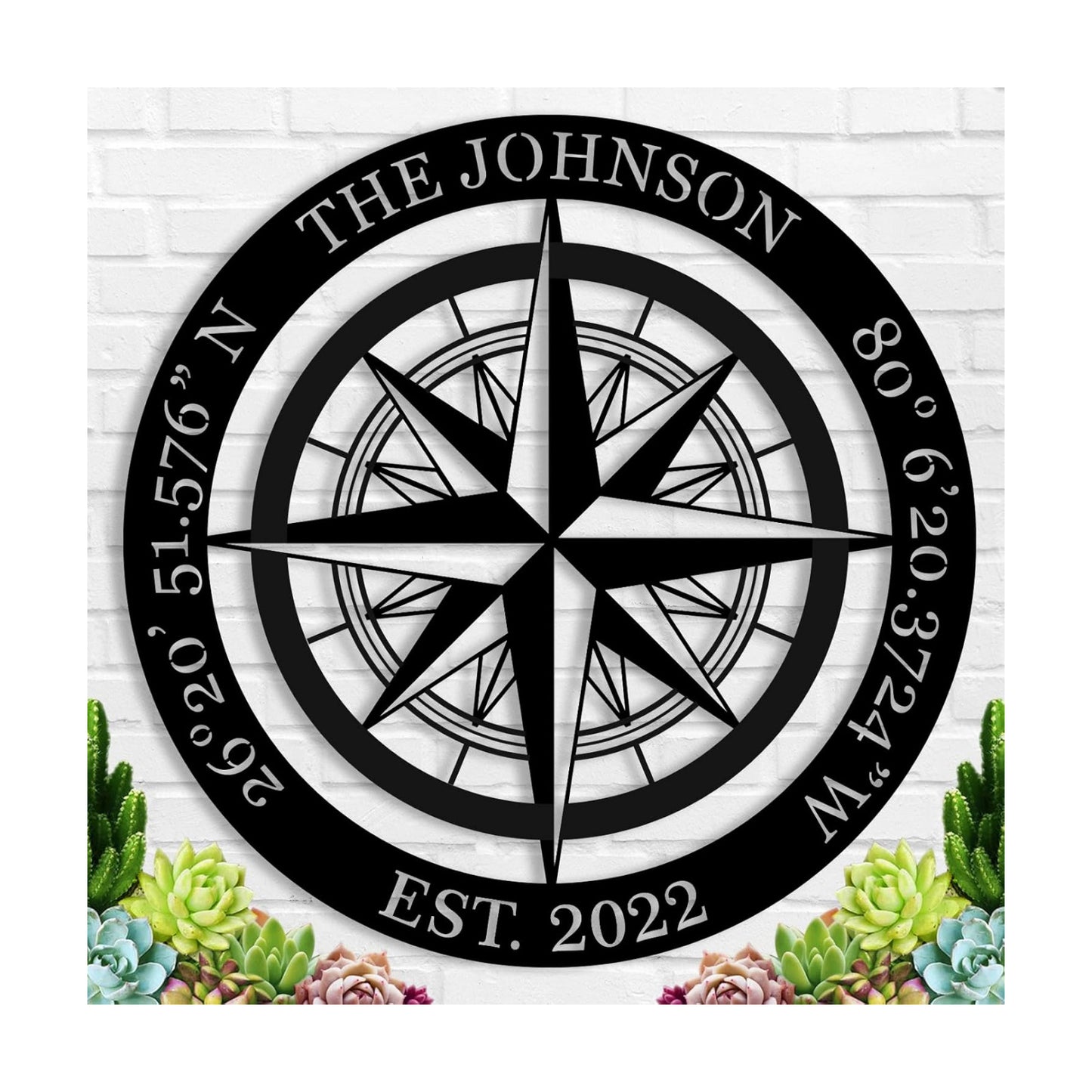 Metal Compass Decor / Black002