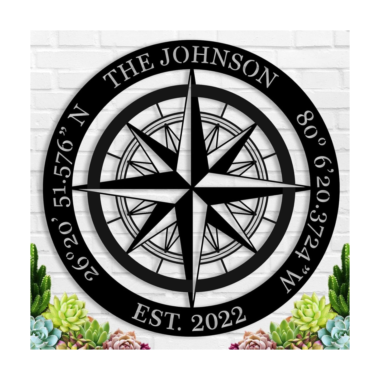 Metal Compass Decor / Black002