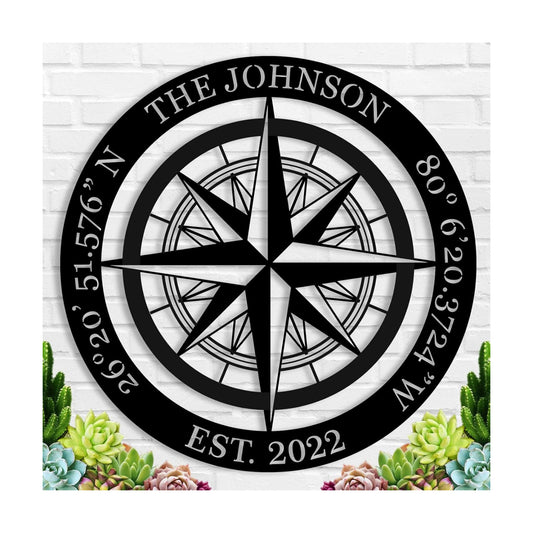Metal Compass Decor / Black002